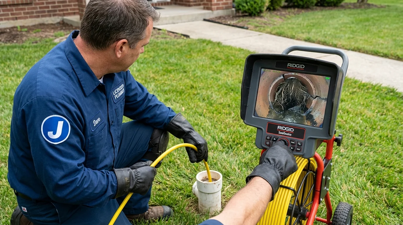 Sewer camera inspection being performed by Johns Plumbing LLC in Surry